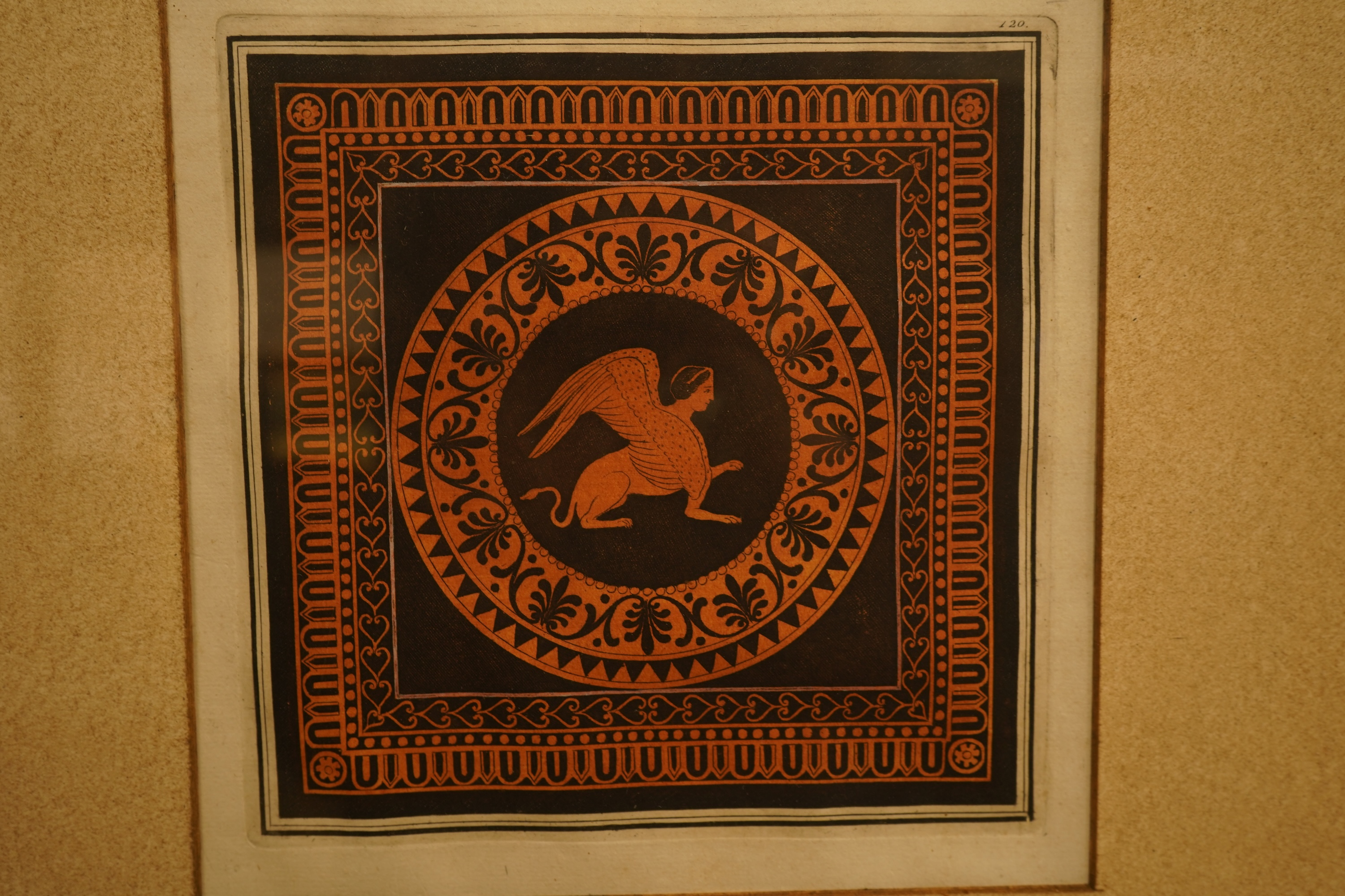 Sir William Hamilton RA (1730-1803), four square coloured engraved plates from ‘Collection of Etruscan, Greek, and Roman Antiquities’, each 22 x 22cm